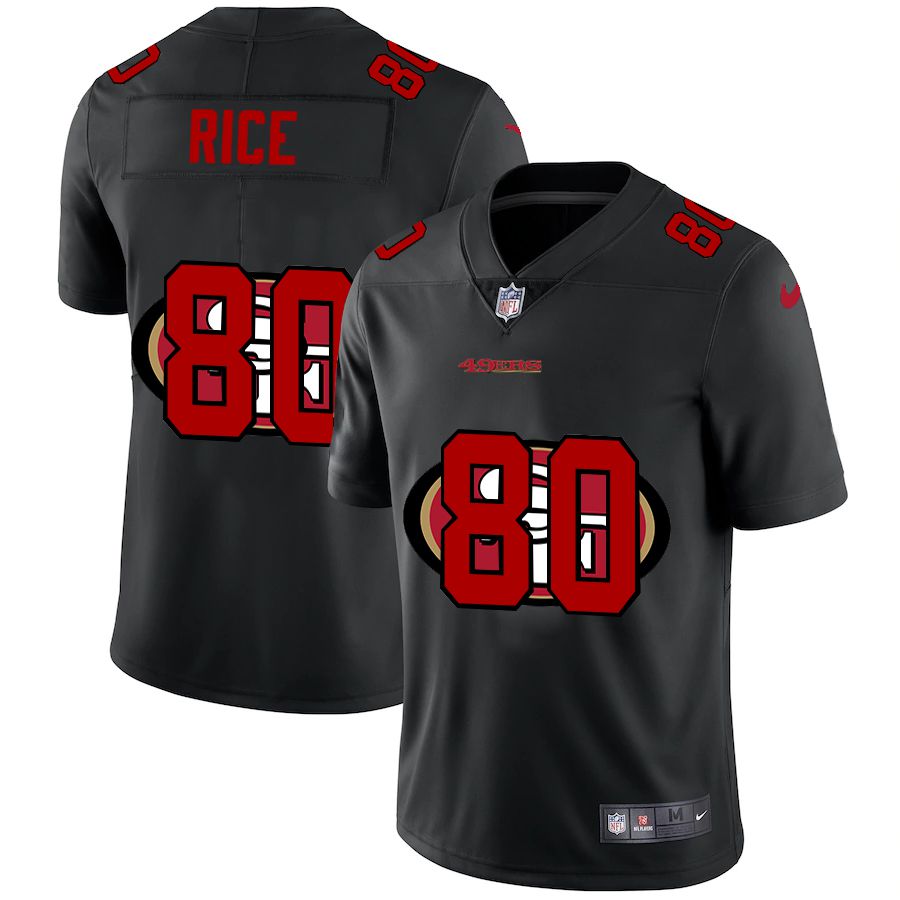 Men San Francisco 49ers #80 Rice Black shadow Nike NFL Jersey